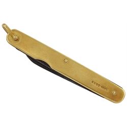 Sampson Mordan & Co. 18ct gold pocket knife with two fold out steel blades, London 1920