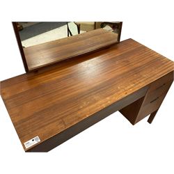 Vanson - mid-20th century teak dressing table, raised rectangular swing mirror, fitted with four drawers 