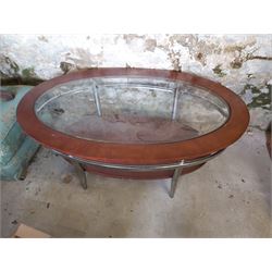 Oval Coffee Table with Glass Top
