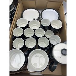 Large Poole Pottery dinner, tea and coffee service, in charcoal, Dishwasher & Oven Proof, in two boxes