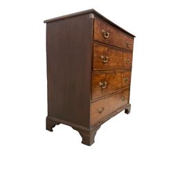 George III mahogany chest, rectangular top with moulded edge, fitted with two short over three long graduating cock-beaded drawers, lower moulded edge over bracket feet