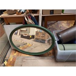 Large Green Mirror, Marble Slates, Curtain Pole, Camping Items, Etc