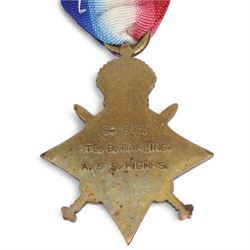 WWI pair of Victory medal and 1914-15 Star to Pte, later Sergeant, D Darling S-3549 Argyll and Sutherland Highlanders  and WWI War medal to S.S 6472 W H Wright Ord R.N.(3)