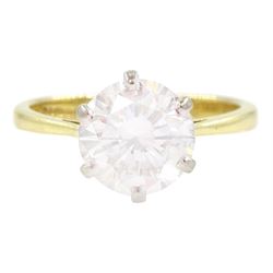 18ct gold single stone round brilliant cut diamond ring, hallmarked, diamond approx 2.25 carat
