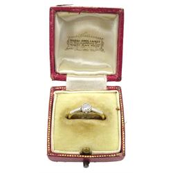 Early 20th century gold single stone old cut diamond ring, stamped 18ct Plat, diamond approx 0.15 carat