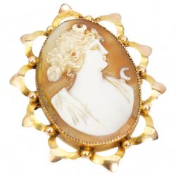 9ct gold cameo brooch, stamped