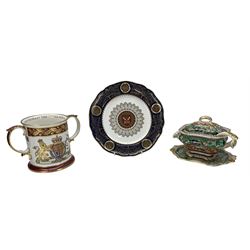 Spode limited edition large commemorative loving mug for the silver jubilee 1977, boxed 408/500, York Minster restoration plate , boxed 83/1000 and a Mason's ironstone Oriental Lake pattern sauce tureen with cover, stand and ladle 5/500 all with certificates (3)