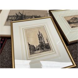 Collection of etchings including one of Whitby by various hands to include Edward Cherry, H Parkinson, Frank H etc (5)