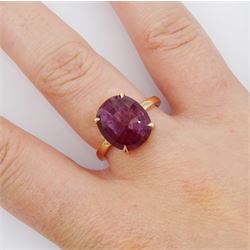 18ct rose gold single stone oval cut ruby ring, ruby approx 5.00 carat