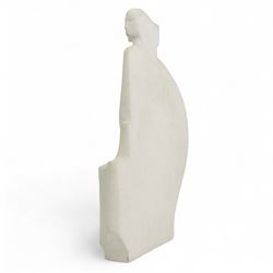 Marbell Stone Art Belgium, Art Deco-inspired bust of a female figure and another figural group, H39.5cm max (2)