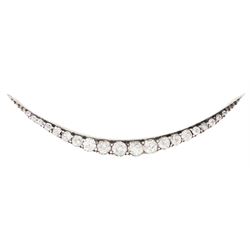 Victorian gold and silver old cut diamond crescent brooch, total diamond weight approx 1.15 carat