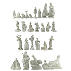 Group of twenty six white porcelain figures, including six Royal Worcester examples, others unmarked, H26cm and smaller (26)