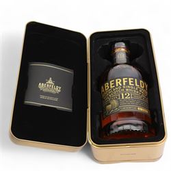 Aberfeldy Highland single malt Scotch Whisky, 12 years, limited bottling 700ml, 40%vol in metal tin and bottle of Remy Martin Cognac fine champagne 70cl, 40% vol