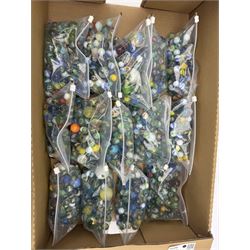 Large quantity of vintage glass marbles, in one box