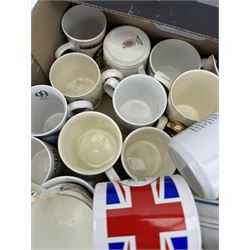 Collection of commemorative wares and other decorative ceramics in one box