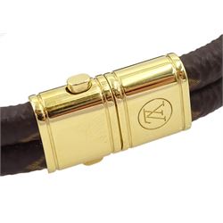 Louis Vuitton Keep it Twice bracelet, monogram canvas and gilt padlock, with pouch