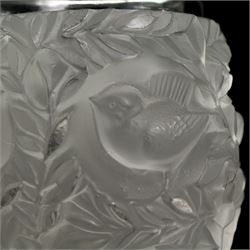 Lalique crystal Bagatelle vase, decorated with birds amongst foliage, signed Lalique, France, H17cm 