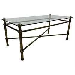 Bronzed metal and glass top coffee table 