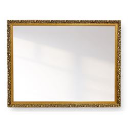 Large rectangular gilt framed wall mirror, decorated with trailing leafy branches and flowerheads, bevelled glass plate 