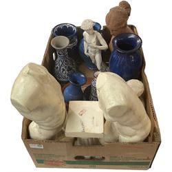 Decorative ceramics and ornaments after the antique, Michelangelo's David, etc in one box