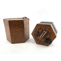 Late Victorian concertina by George Case for Boosey & Co with forty eight buttons in original box. This item has been registered for sale under Section 10 of the APHA Ivory Act