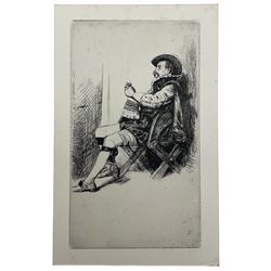Charles Samuel Keene (British 1823-1891): 'Twenty-One Etchings', limited edition folio containing 21 window-mounted etched plates titled, the text in separate booklet signed and numbered 139/150 in pen, contained in red cloth portfolio with ties