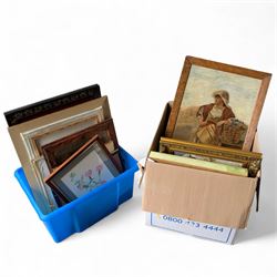 Large collection of mainly portraits and still lives to include H Stuart S, E Bryant, Charles W Eastwood and W Rollings in two boxes (approx. 25)