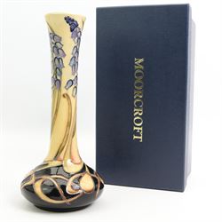 Moorcroft Collectors Club bottle form vase decorated in the Wistful Muscari pattern by Kerry Goodwin, H21cm 