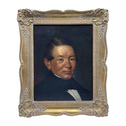 English School (19th century): Portrait of 'John Howard - High Constable of Rochdale', oil on canvas laid onto board unsigned, inscribed verso 44cm x 34cm
