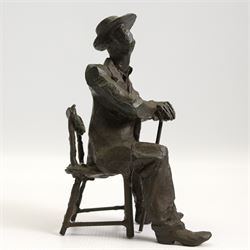 Hylton Stockwell (British): Limited edition bronze sculpture of a seated man, signed and dated 1999, 2/10, H19cm