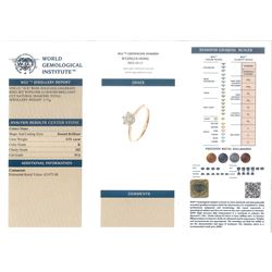 18ct rose gold single stone diamond ring, hallmarked, diamond 0.91 carat, with World Gemological Institute report