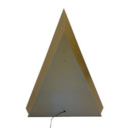 Large contemporary floor standing gilt framed light fitting of pyramid form