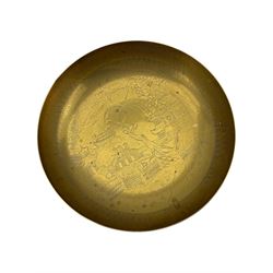 Murano glass Clown decanter, cut glass bowl, brass bowl and plate (4)