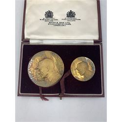 Cased pair of Sir Francis Chichester silver gilt limited edition commemorative medals of Gypsy Moth IV 1966-1967, by Spink & Son