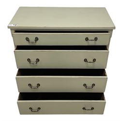Laurel green painted chest, fitted with four drawers, on bracket feet