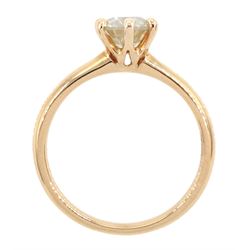 18ct rose gold single stone diamond ring, hallmarked, diamond 0.91 carat, with World Gemological Institute report