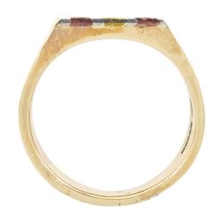 9ct gold tri-coloured signet ring, hallmarked