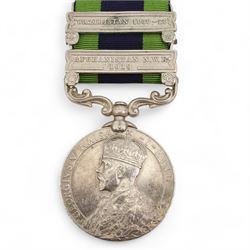 Edward VII India General Service medal with North West Frontier 1908 clasp to 4420 Sepoy Damodah 21st Punjabis,  George V IGS with Waziristan 1919-21 and Afghanistan N.W.F. clasps to Havr Pithu Ram 1/69 Punjabis and another, George VI to F-1477 Swpr Imam Din 13 F F Rifles (3)