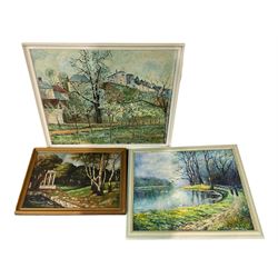 Set of three large impressionist oils by different hands to include David King and S Spitzer and one oil of Horses harvesting (3)