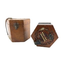 Late Victorian concertina by George Case for Boosey & Co with forty eight buttons in original box. This item has been registered for sale under Section 10 of the APHA Ivory Act