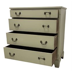 Laurel green painted chest, fitted with four drawers, on bracket feet