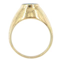 9ct gold single stone opal doublet ring, stamped