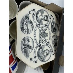 Collection of commemorative wares and other decorative ceramics in one box