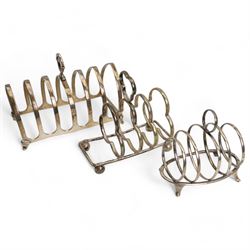 Silver six division toast rack with loop handle Birmingham 1934 Maker Adie Bros., small four division toast rack, plated rack, silver sweetmeat dish and 800 standard egg cup 