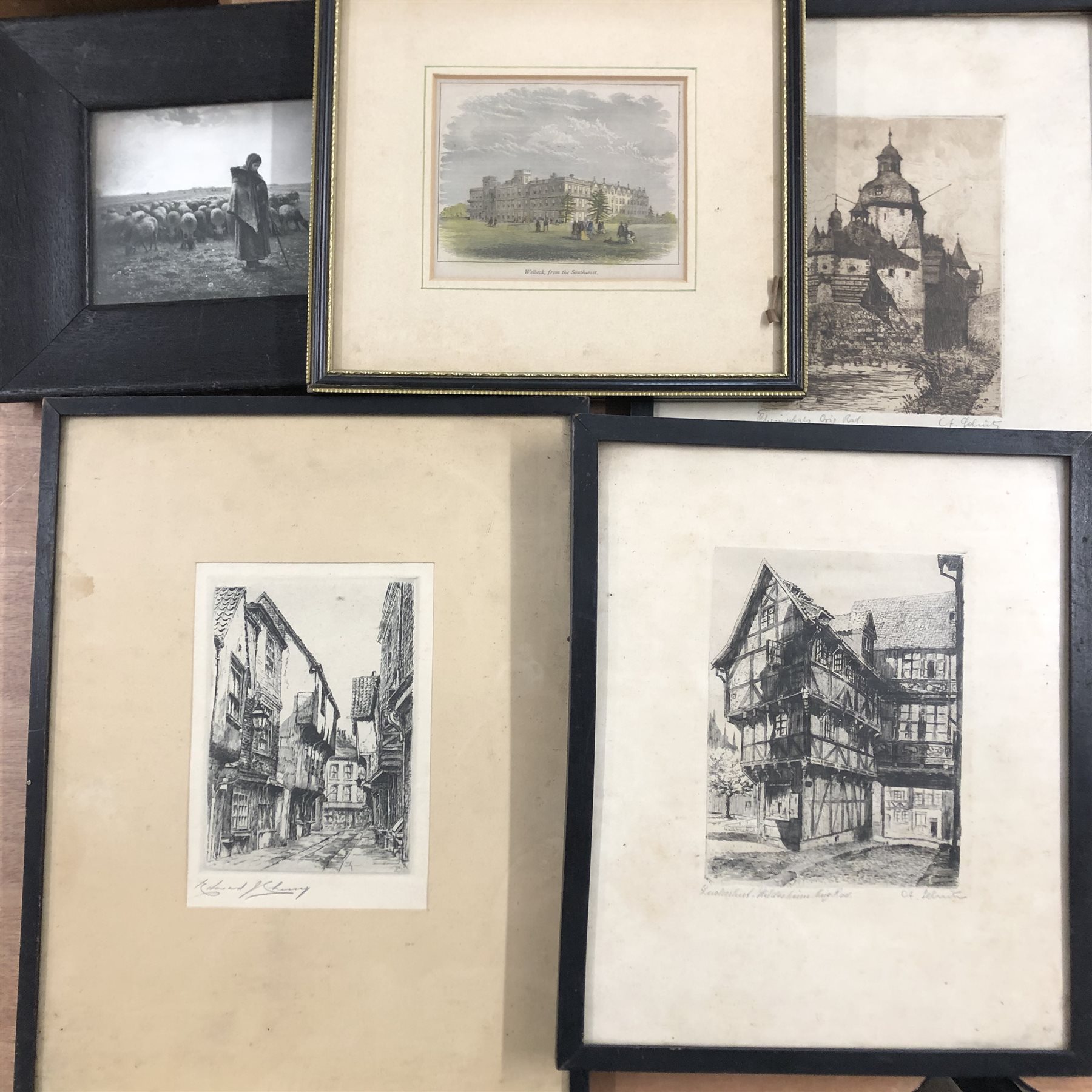 DS York etching by Edward Cherry, two other etchings, engravings e ...