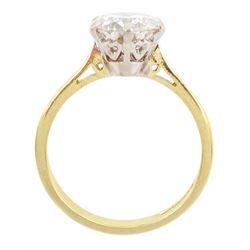 18ct gold single stone round brilliant cut diamond ring, hallmarked, diamond approx 2.25 carat