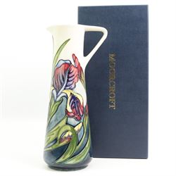 Moorcroft Collectors Club jug of tapering form decorated in the Iris pattern, dated 1996, H24cm, boxed