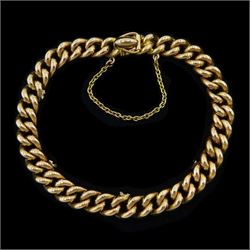 Early 20th century 15ct rose gold cub link chain bracelet, stamped 15