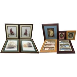 Four sailing prints together with a collection of decorative floral works (15)