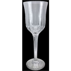 Large heavy cut glass advertising or display wine glass, having faceted stem and slightly domed foot, H60cm 